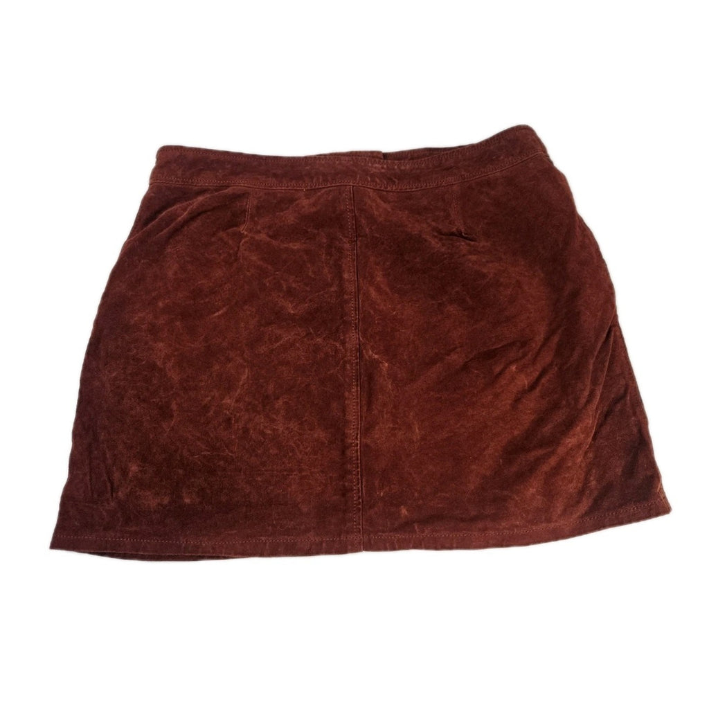 Vintage 90s Sanctuary Suede Mini Zipper Skirt Rust Red Genuine Leather
