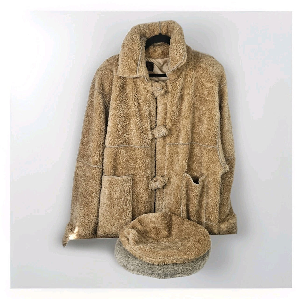 Vintage Marena Marena Two Coat Tan Womens 3X Long Sherpa Overcoat w Hat