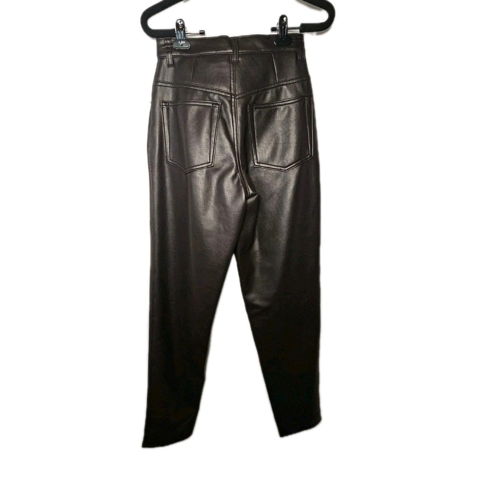 BB Dakota Vintage 90's Junior's Brown Faux Leather High Waist Pants Size 3/4