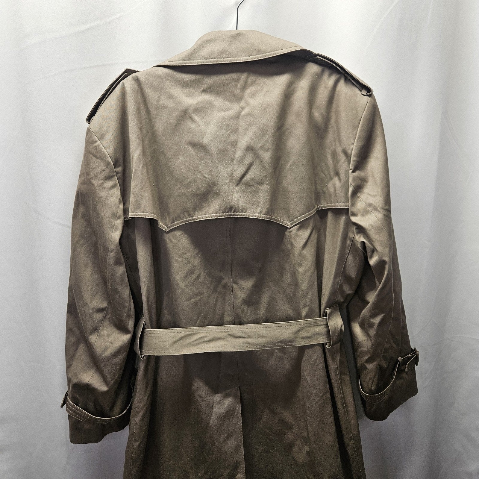 Vtg Charles Klein Solid Brown Mens Double Breasted Trench Coat Sz 46R Retro