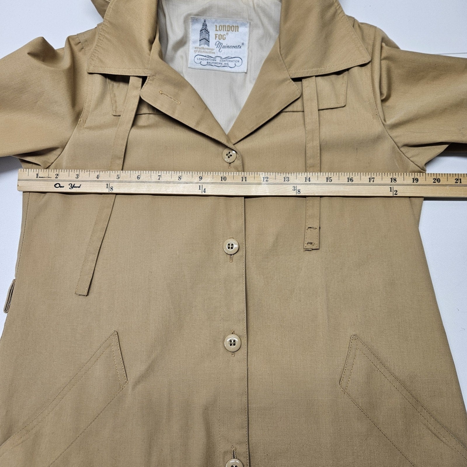 LONDON FOG 70s 80s Vintage Women's Khaki Long Trench Coat 8P Biggs Preppy Retro