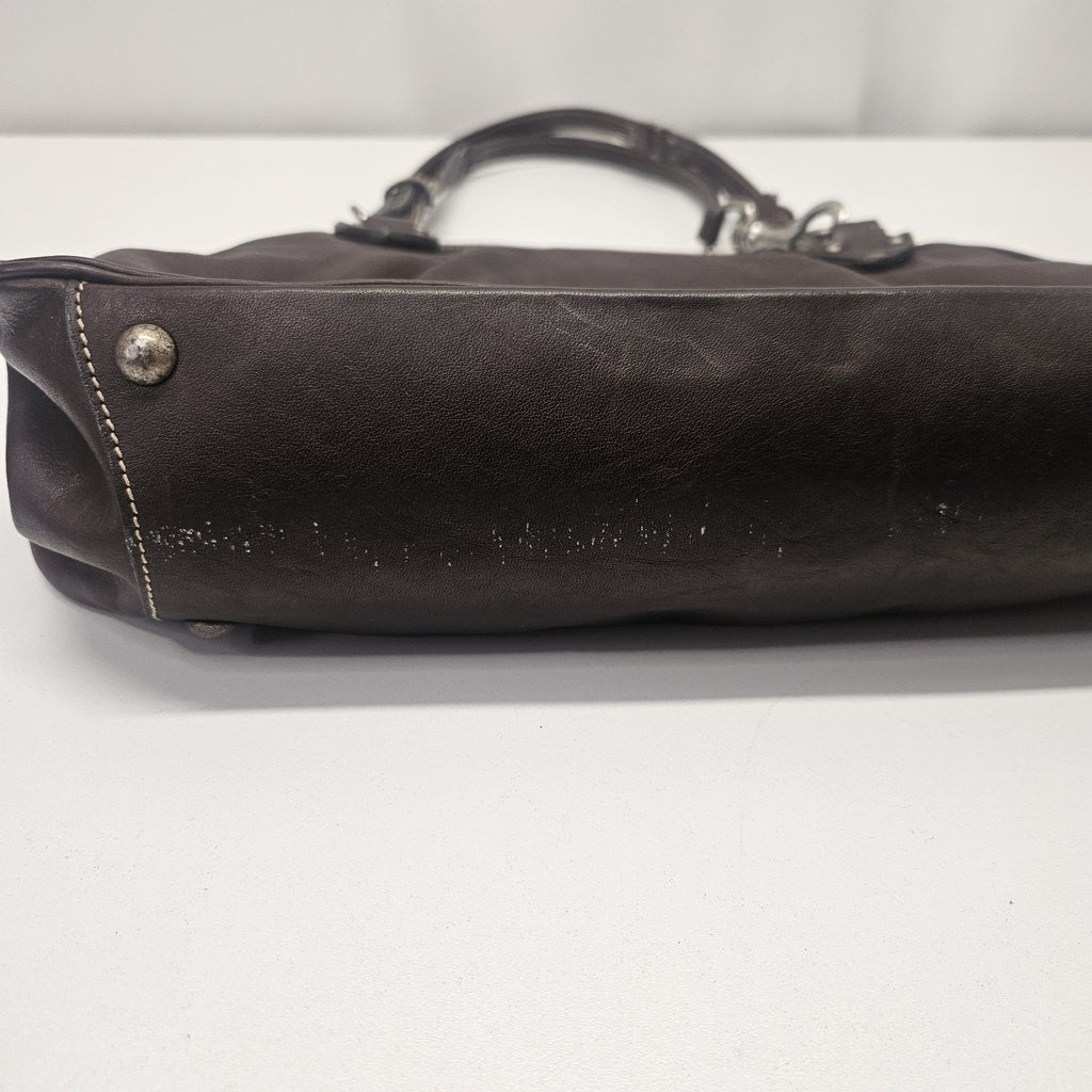 Vintage Leather Bag Dimoni Chocolate Brown Shoulder Handbag Satchel Purse