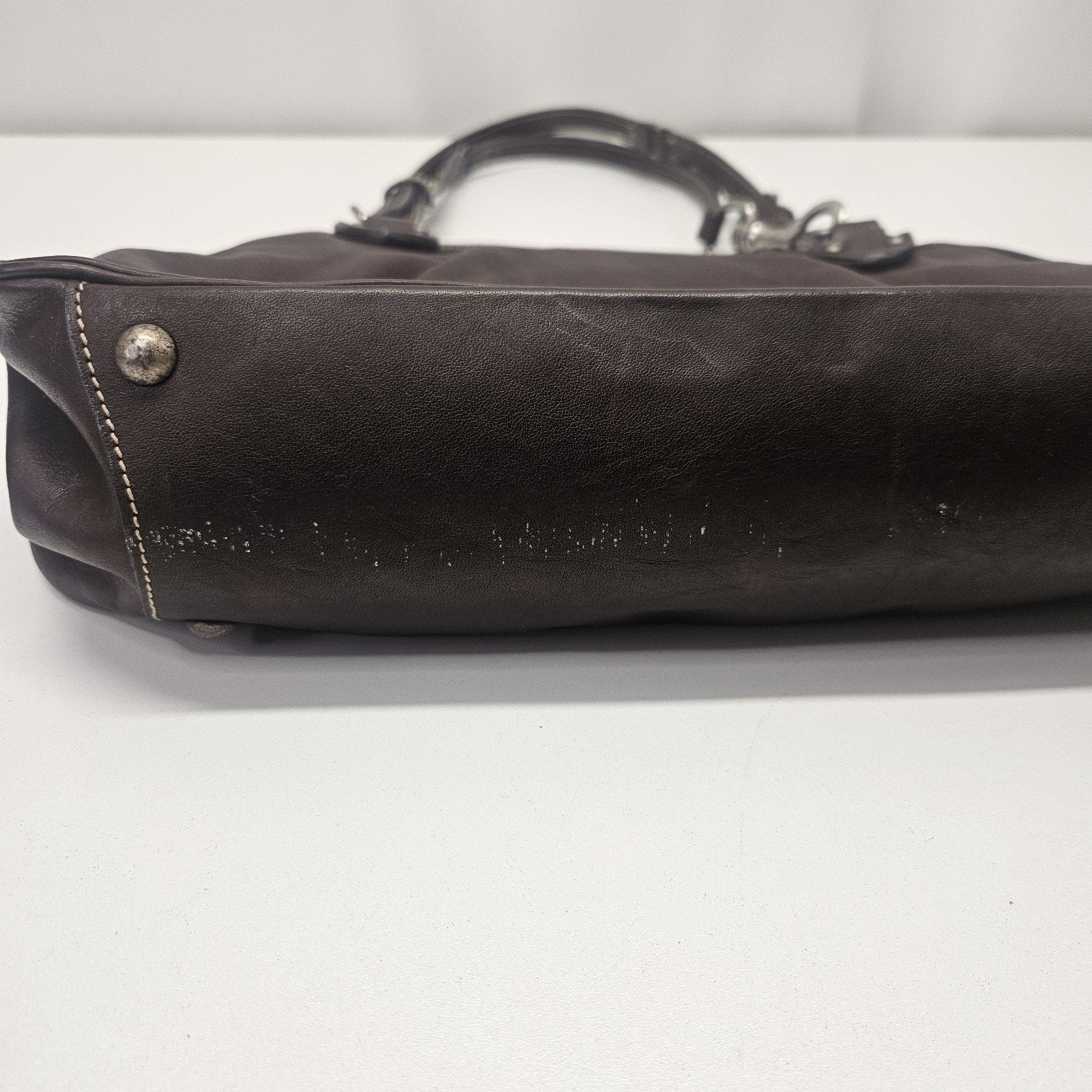 Vintage Leather Bag Dimoni Chocolate Brown Shoulder Handbag Satchel Purse