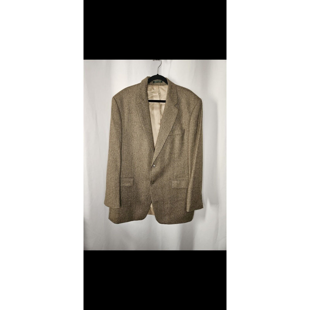 Vintage 90s Marshall Fields Tan Silk & 100% Wool Blazer Suit Jacket 3XL 48L