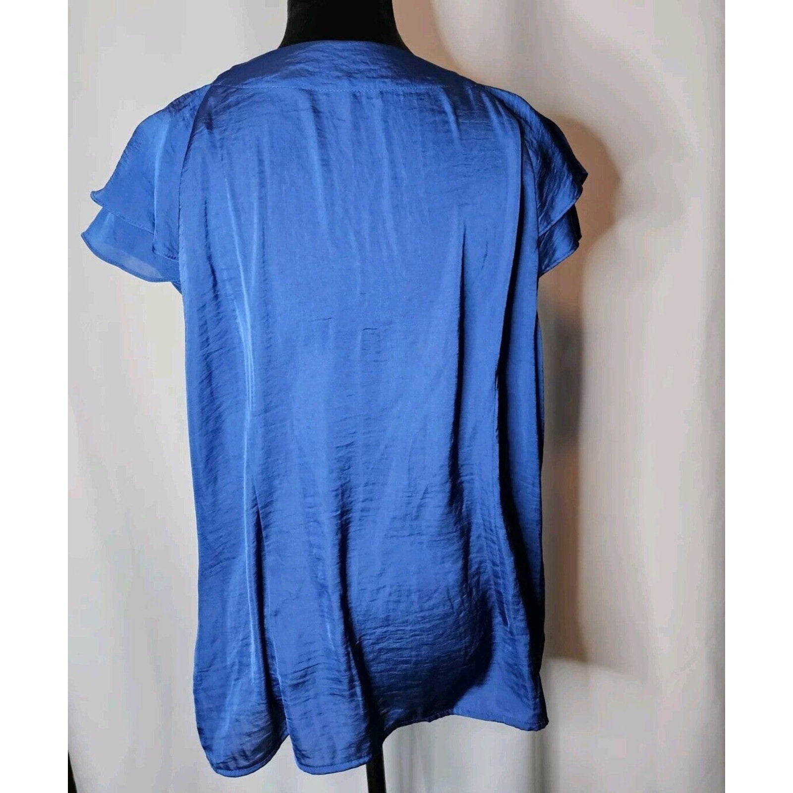 Zac & Rachel Royal Blue 2X Short Sleeve Shirt Flowy Blouse