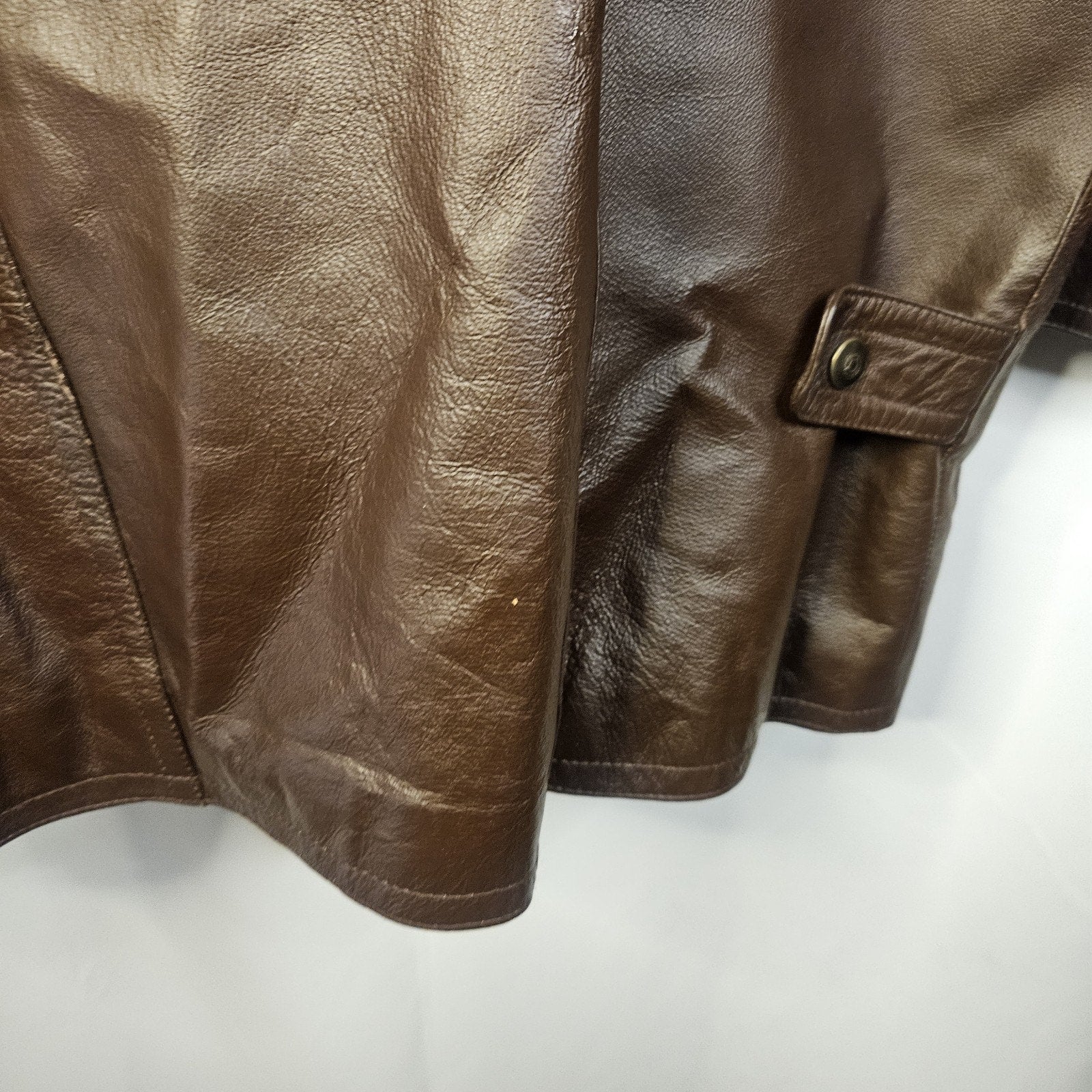 Vintage Alan Michael USA Jacket Mens Small Brown Genuine Leather Overcoat Parka