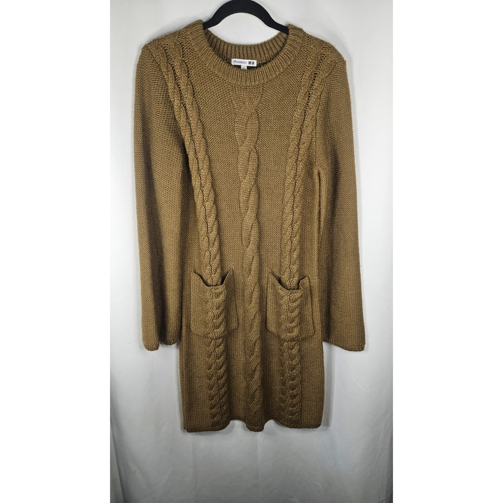 Uniqlo x JW Anderson Tan Sweater Dress Small Chunky Knit Sweater Midi Dress