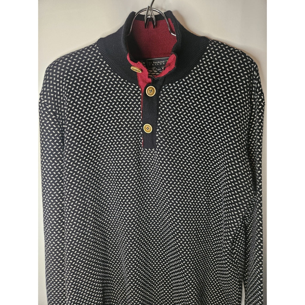 Sir Raymond Tailor Golf Sweater Mens XXL Collared Wool Made In Italy Black White