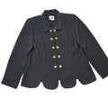 Vintage 90s Leslie Fay Women's Black Double Breasted Blazer Blouse 14 Petite