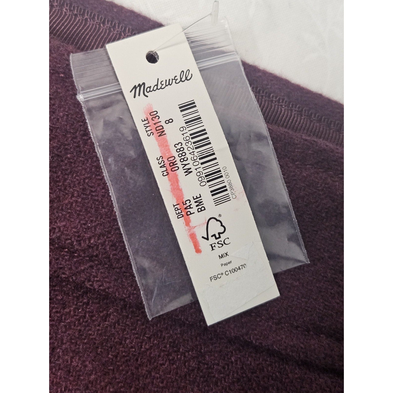 NWT Madewell ($98) Zip Front Mini Skirt Bordeaux Mélange Size 8 Medium ND130