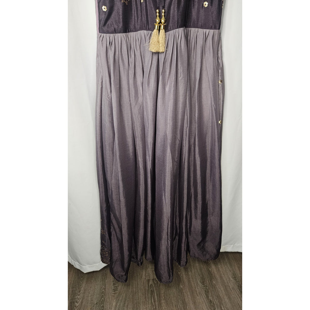 Panash Purple Embroidered Sleeveless Anarkali Suit w Sheer Dupatta Sz 36 US Med