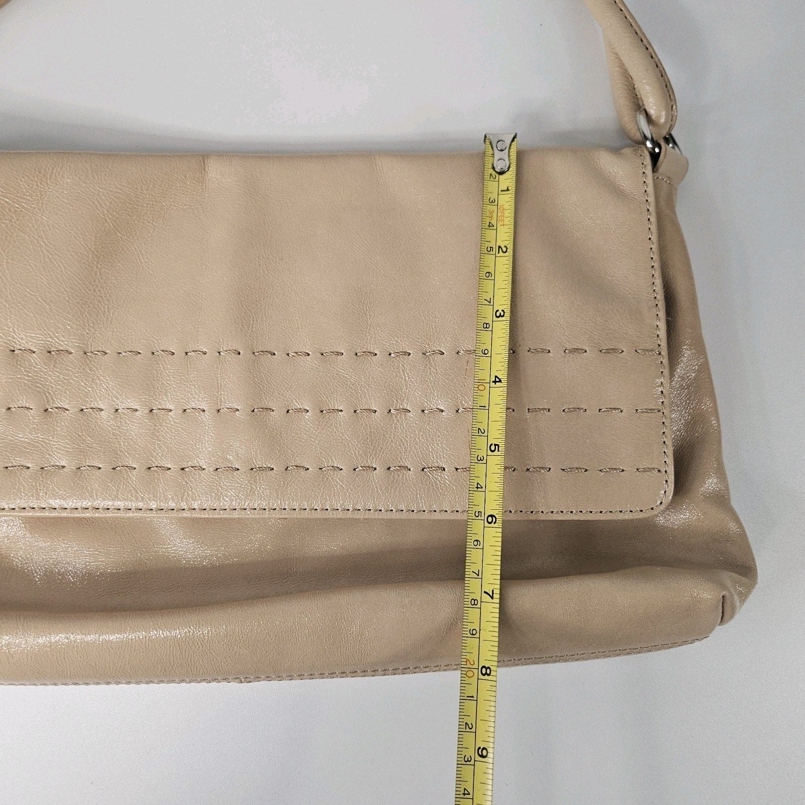 Patent Leather Handbag DONALD J PLINER Nude Mini Shoulder Bag Flap Over Purse