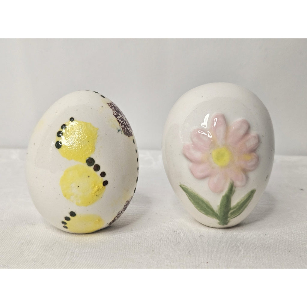 Vintage Painted Ceramic Eggs 2” Tall CCCC Colonial Candle Company 4 PC Set
