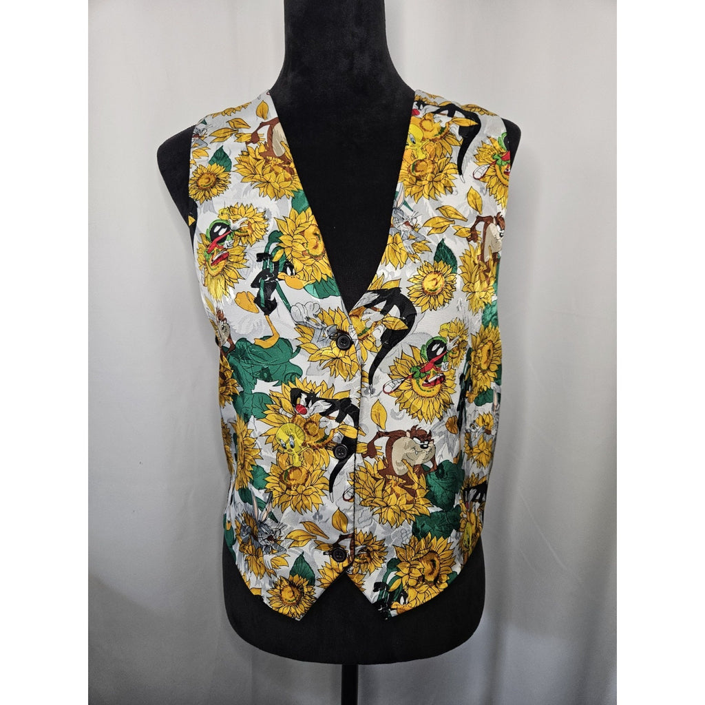 Vintage 90s Looney Tunes Vest Sunflower Cartoon Flowers One Size Fits Most 1994