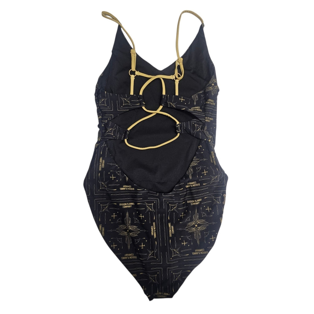Dixxon One Piece Swimsuit Beach Logo Black Gold Tattoo-style Design 2X