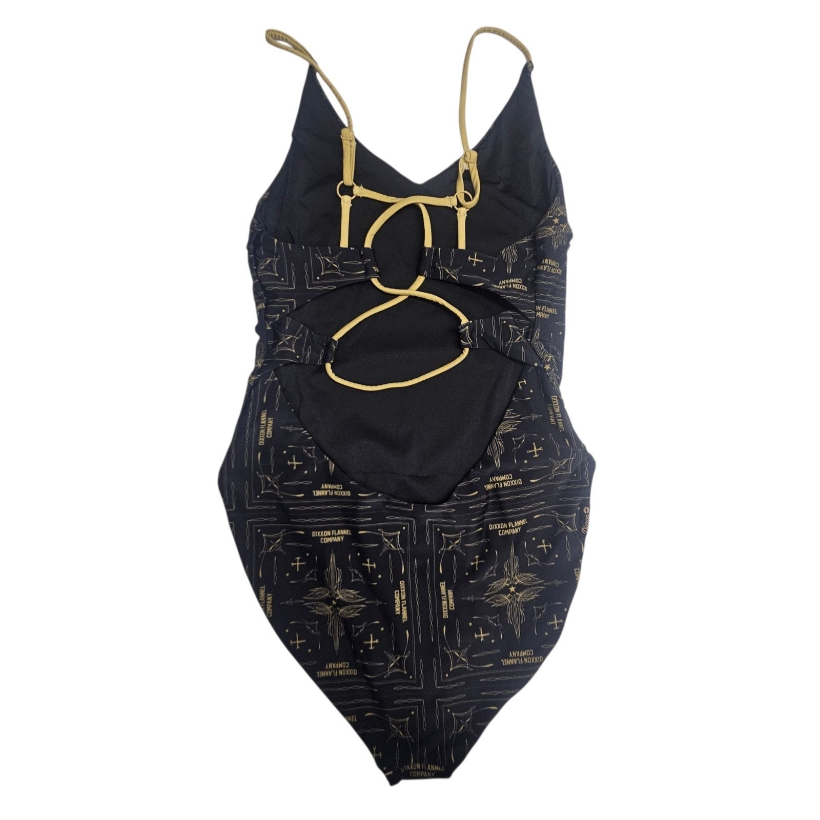 Dixxon One Piece Swimsuit Beach Logo Black Gold Tattoo-style Design 2X