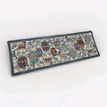 Vintage Christmas Luxury Tapestry Table Runner Hanging Ornaments 23"x 11" Blue