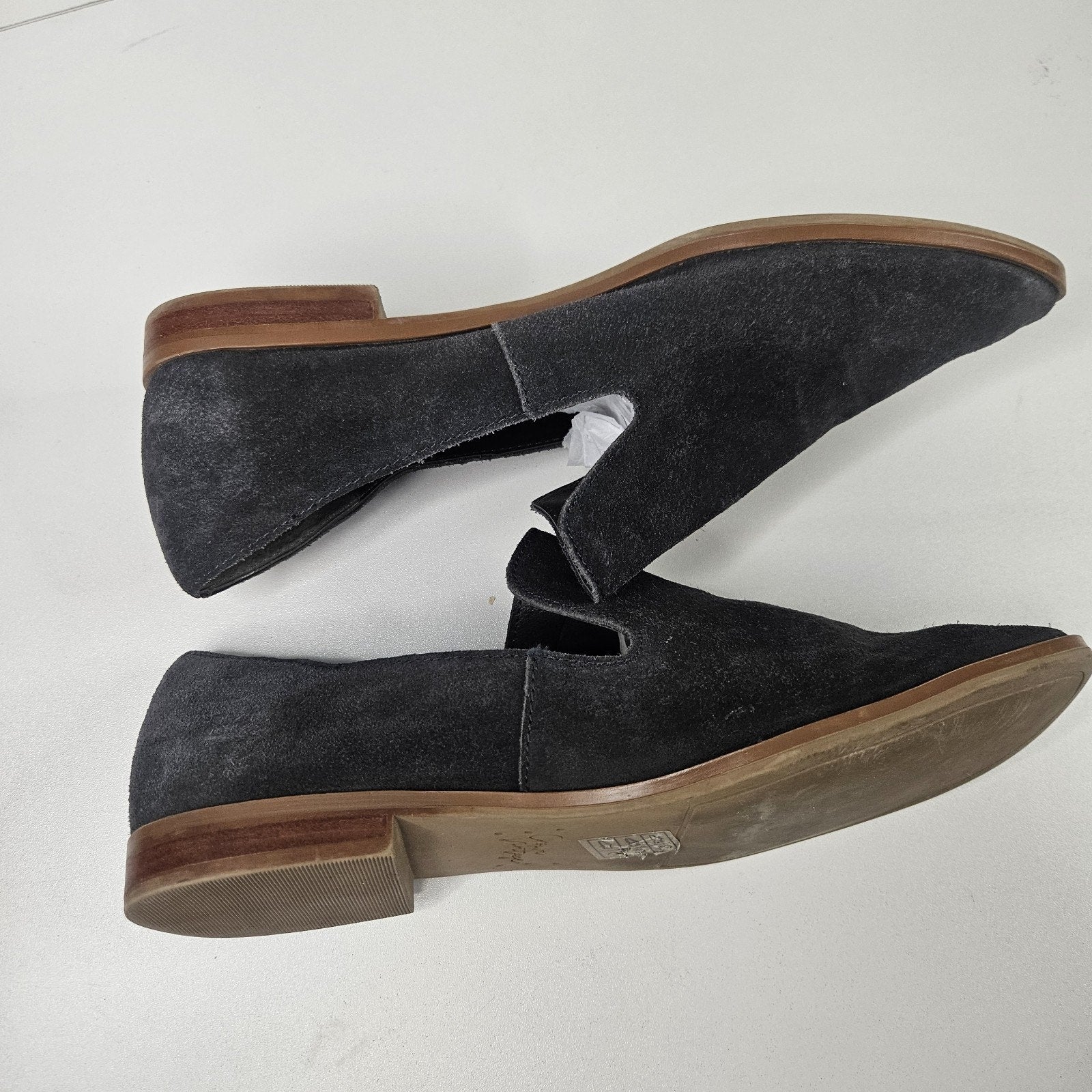 Crown Vintage Shoes Womens 8.5 M Carla Loafers Gray Suede Leather Slip On Casual