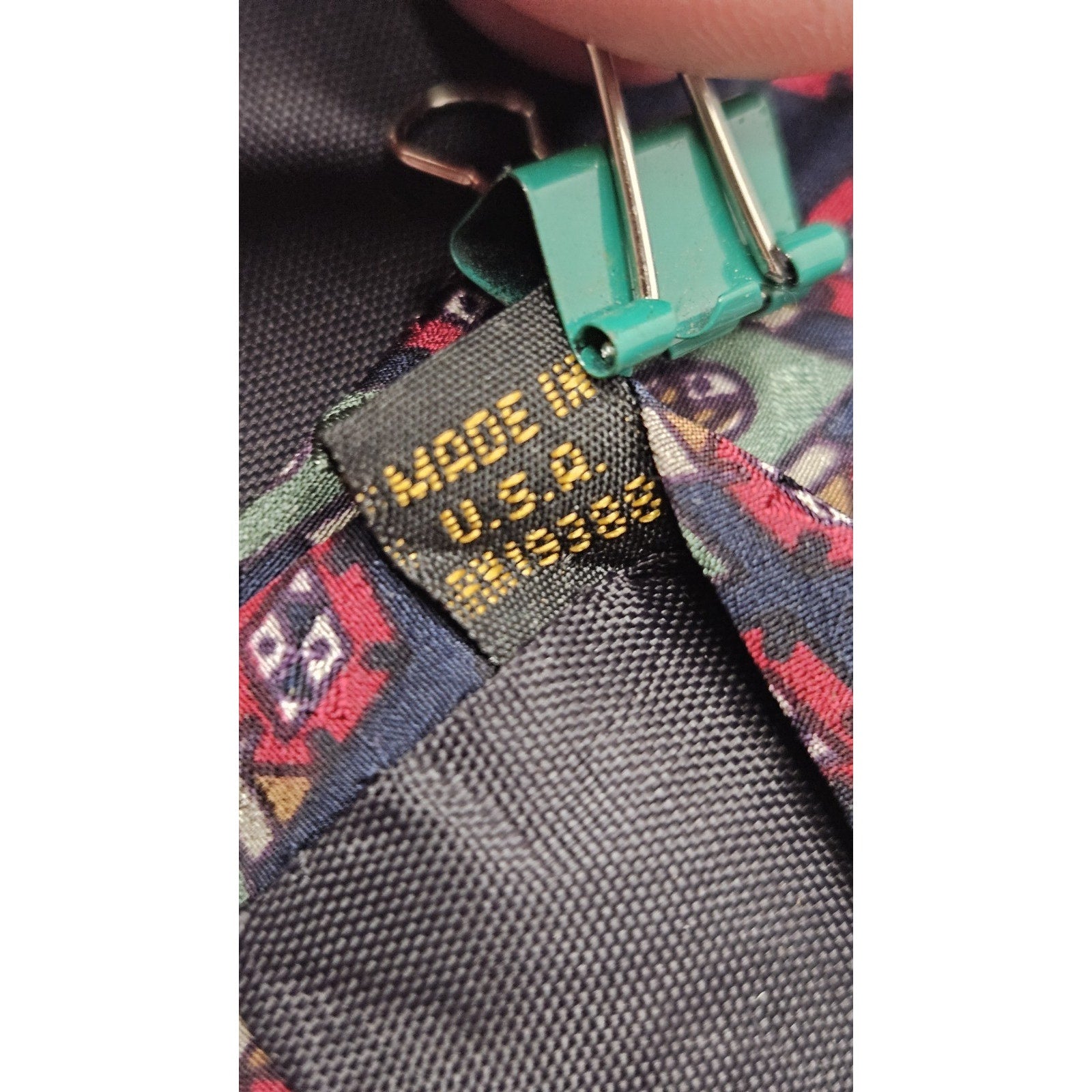 Vintage Paolo Bianco Silk Tie Red Blue Green Diamond Design 100% Silk USA Made