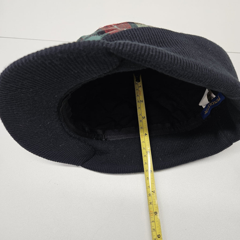 Vintage Pendleton brim hat, multicolor red navy flannel size medium retro unisex