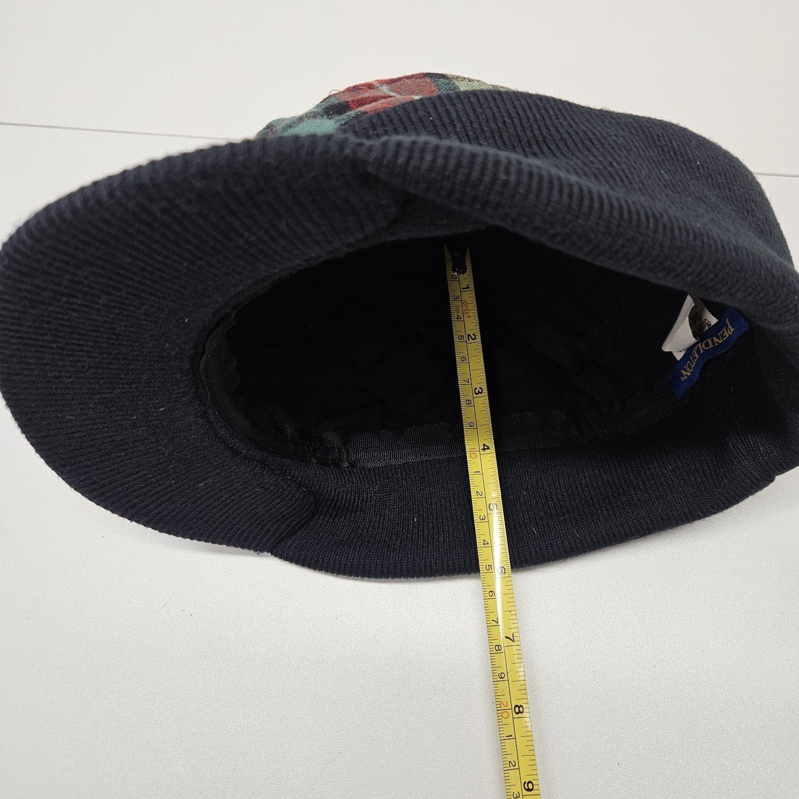Vintage Pendleton brim hat, multicolor red navy flannel size medium retro unisex