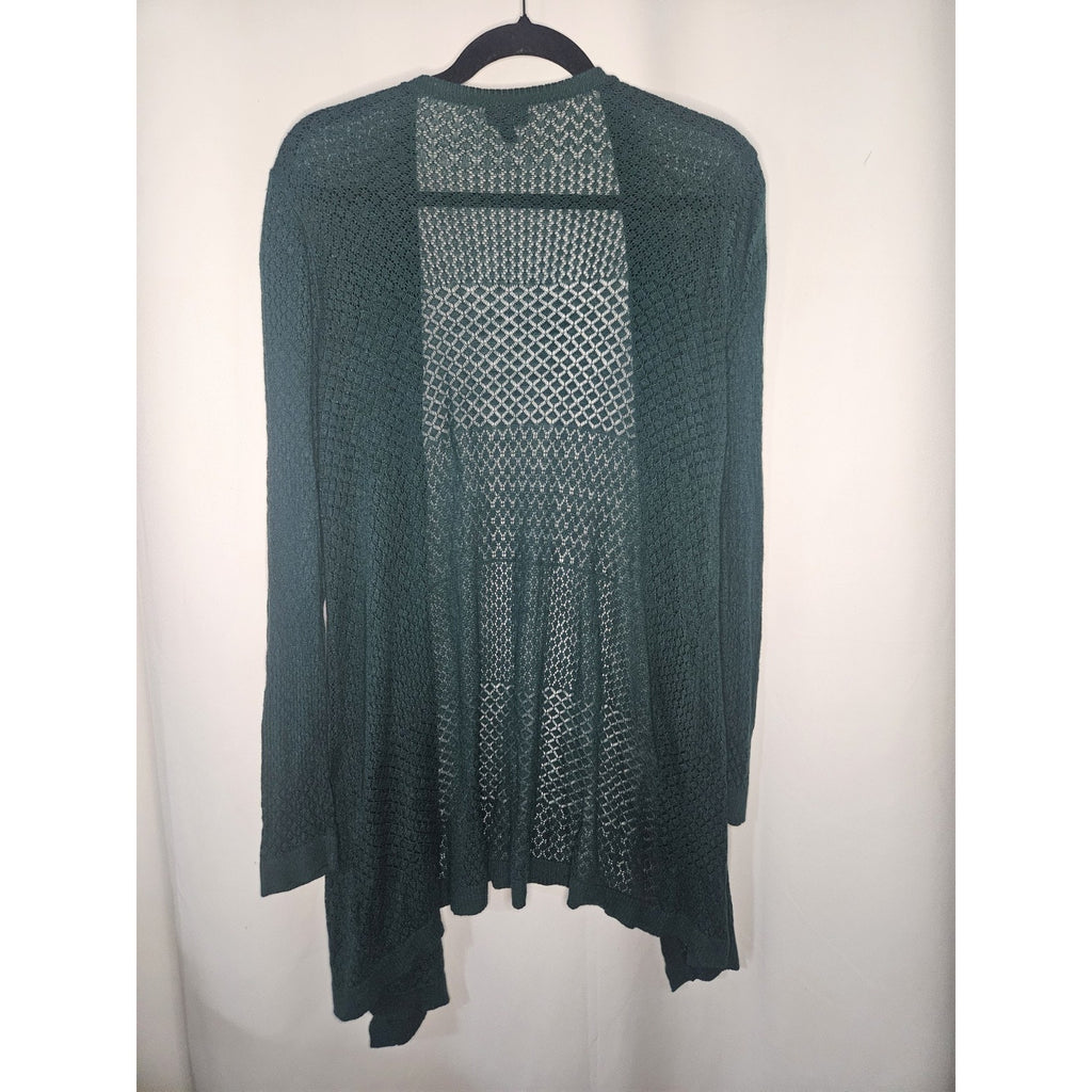 Torrid Cardigan Sweater Open Knit Long Sleeve Sheer Forest Green Plus Size 2X