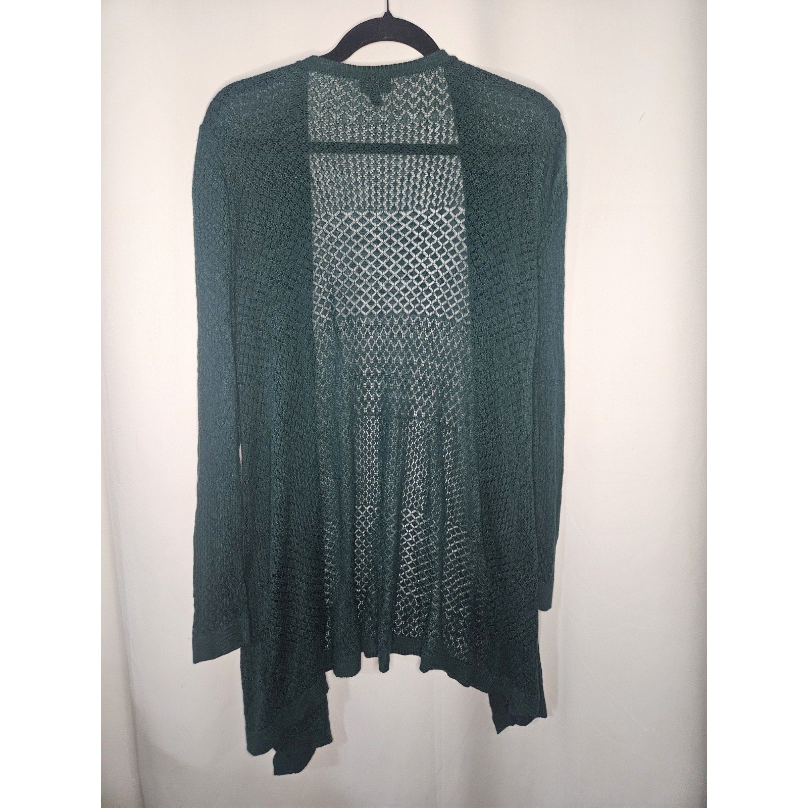 Torrid Cardigan Sweater Open Knit Long Sleeve Sheer Forest Green Plus Size 2X