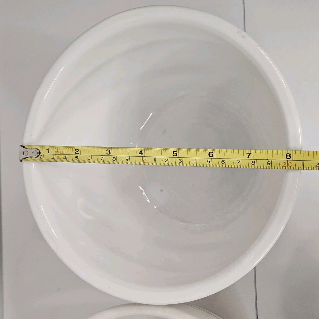 Vtg MCM Mount Mt. Clemens Pottery Mixing Bowl Set 3 Gray Yellow Stripes Japan