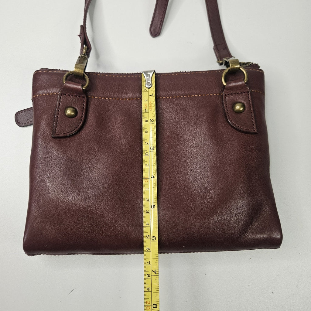 Hobo Merlot Crossbody Bag Strap Faux Leather Womens Handbag Purse Multi Comparts