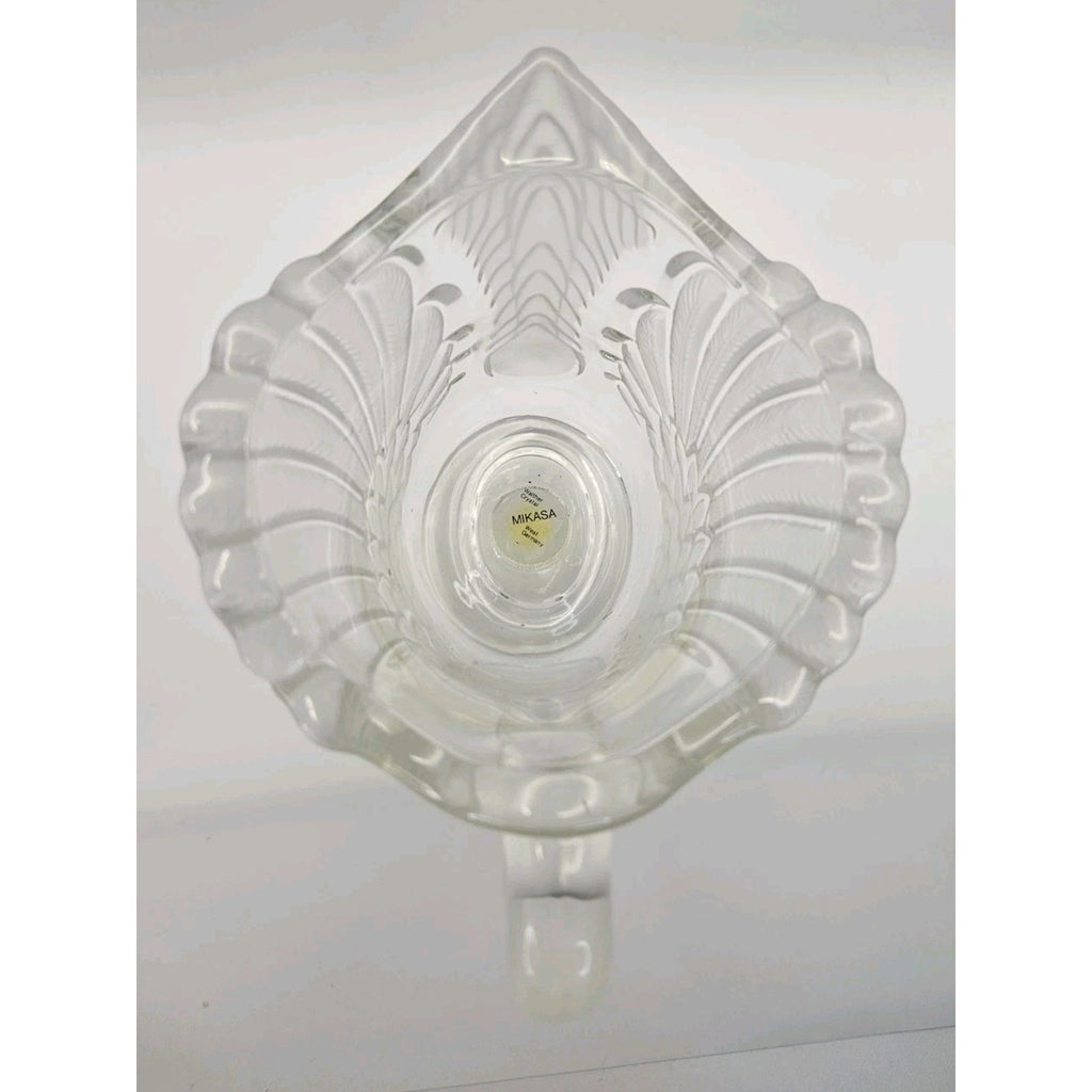 Vtg Mikasa Walther Crystal SWAN Pitcher Clear Frosted Feathers Made in Germany