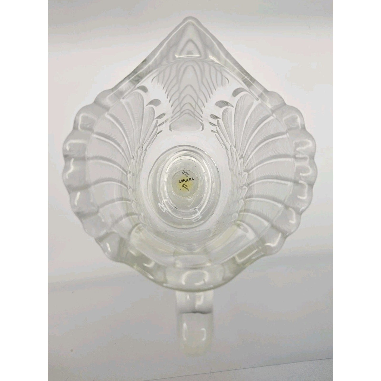 Vtg Mikasa Walther Crystal SWAN Pitcher Clear Frosted Feathers Made in Germany