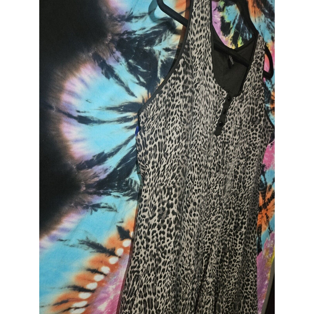 Milano Snow Leopard Tank Short Layered Dress Womens Size 14