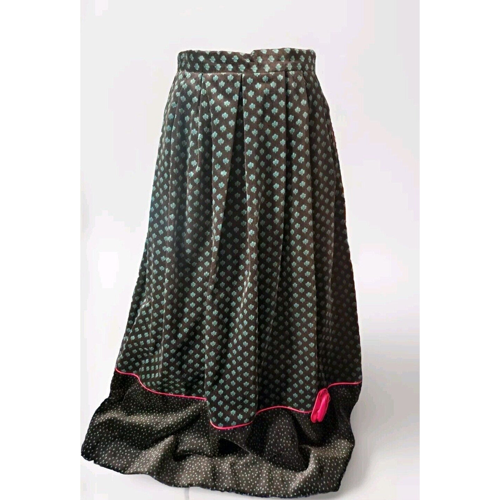 VTG Susan Bristol Velvet Long Skirt 10 Black Green Print Floral Cottagecore Goth