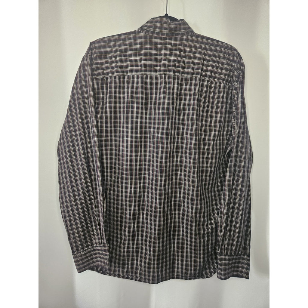 Dockers Premium Plaid Blue/White/Black Long Sleeve Button Up Shirt Large 16/16.5