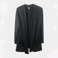Vtg 80s J.B Wright Womens Open Front Textured Knit Cardigan 12 Lg Charcoal Gray