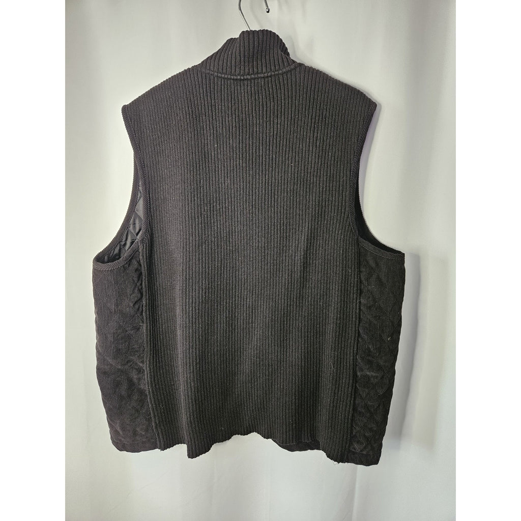 Alfred Dunner Women's Corduroy Snowflake Design Vest Full Zip Black Size 22W