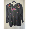 VTG Victoria Jones Embroidered Sequin Beads Flower Sweater Long Sleeve Sz Medium