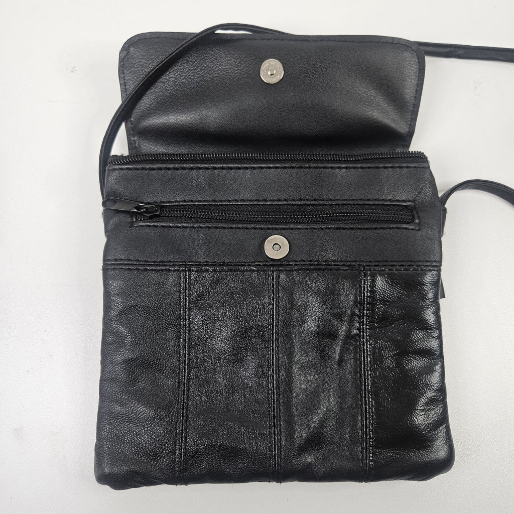Retro Patchwork Micro Shoulder Purse Black Lambs Leather Crossbody Bag