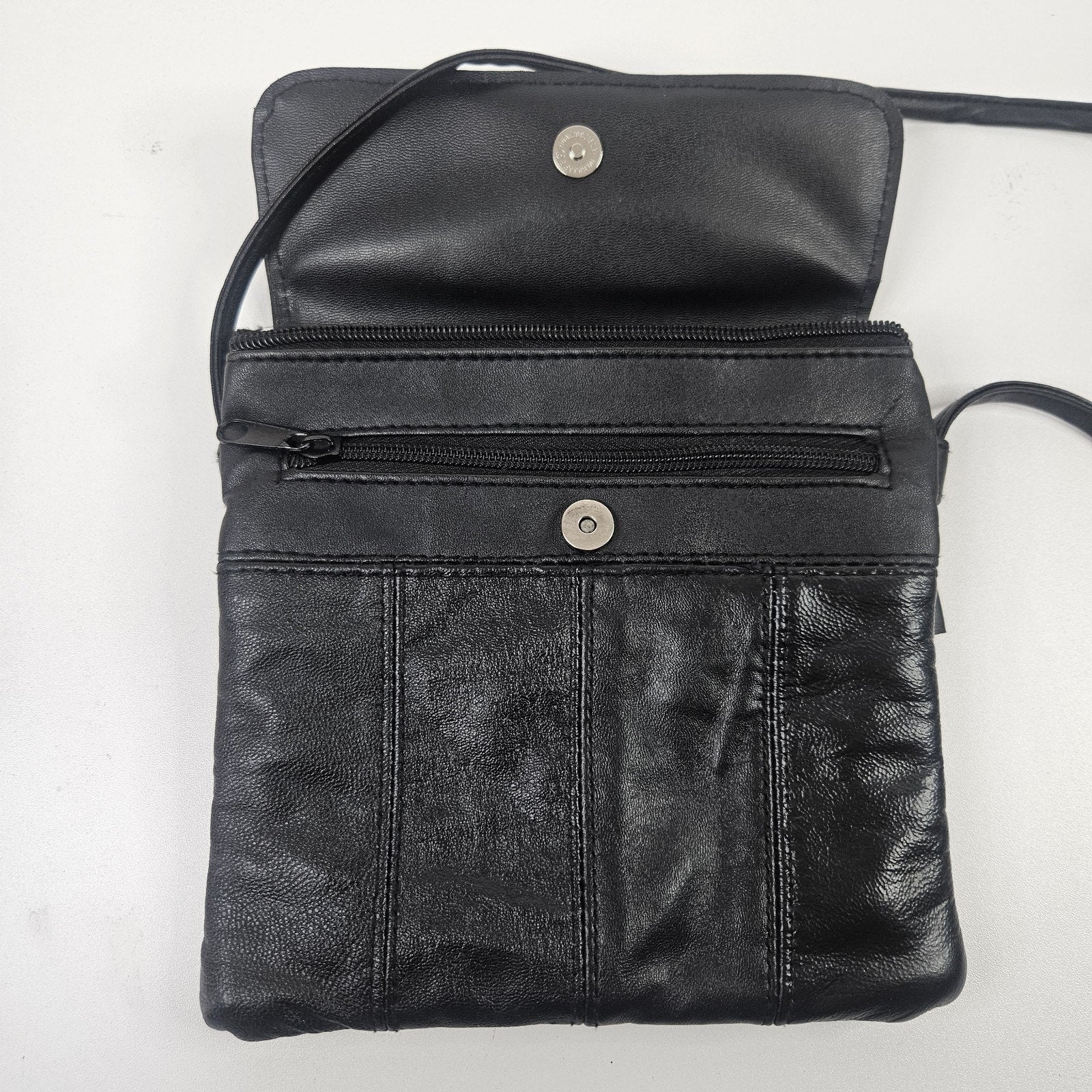 Retro Patchwork Micro Shoulder Purse Black Lambs Leather Crossbody Bag