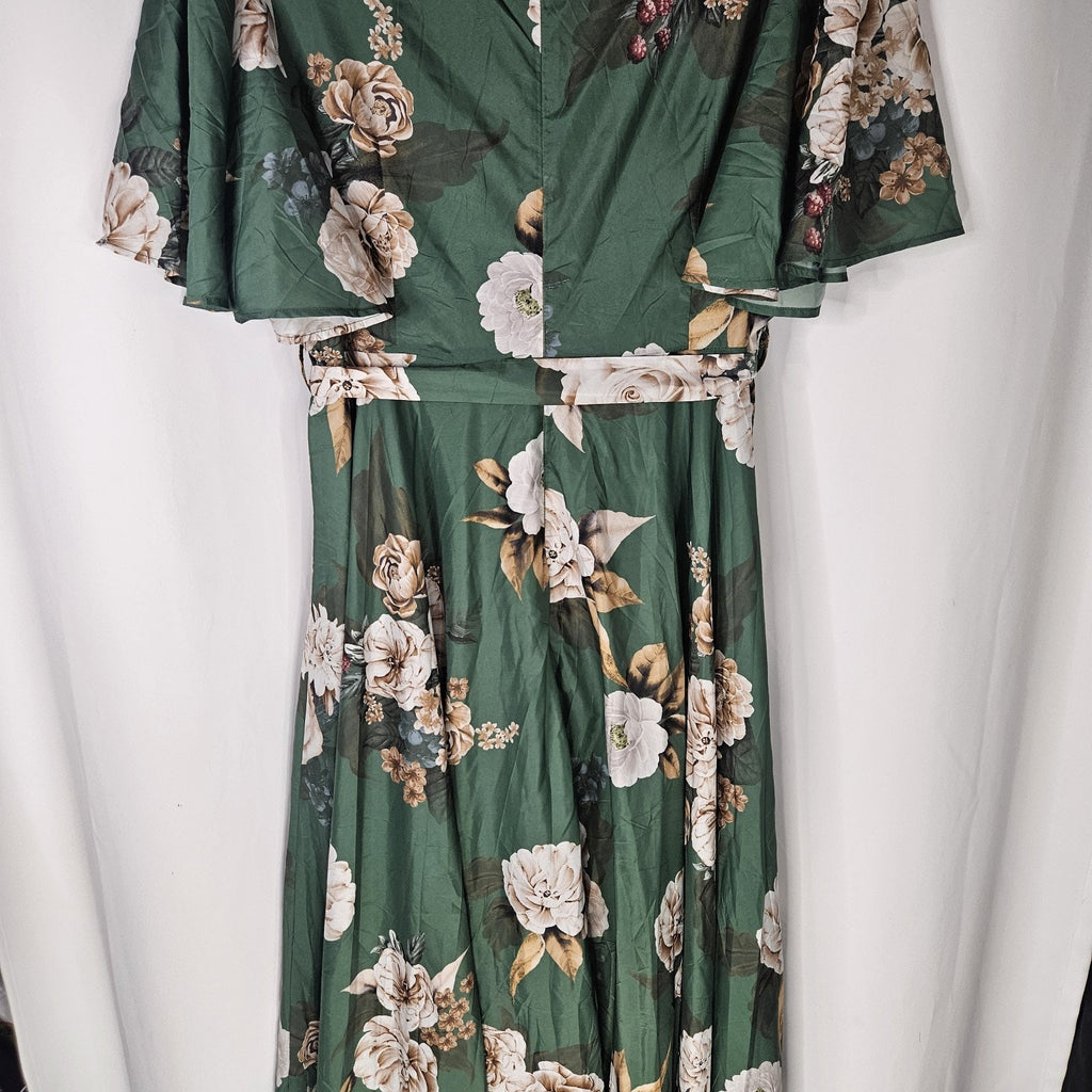 FlyCurvy Dress Womens Plus 2XL V Neck Full Length Layered Maxi Dress Fairy NWT