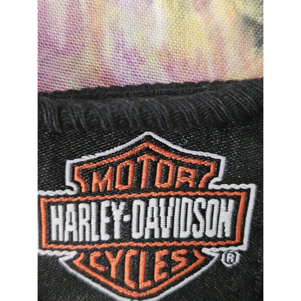 Harley Davidson Black Rhinestone Graphic Ribbed Tank Large Biker Y2K Motorcycle