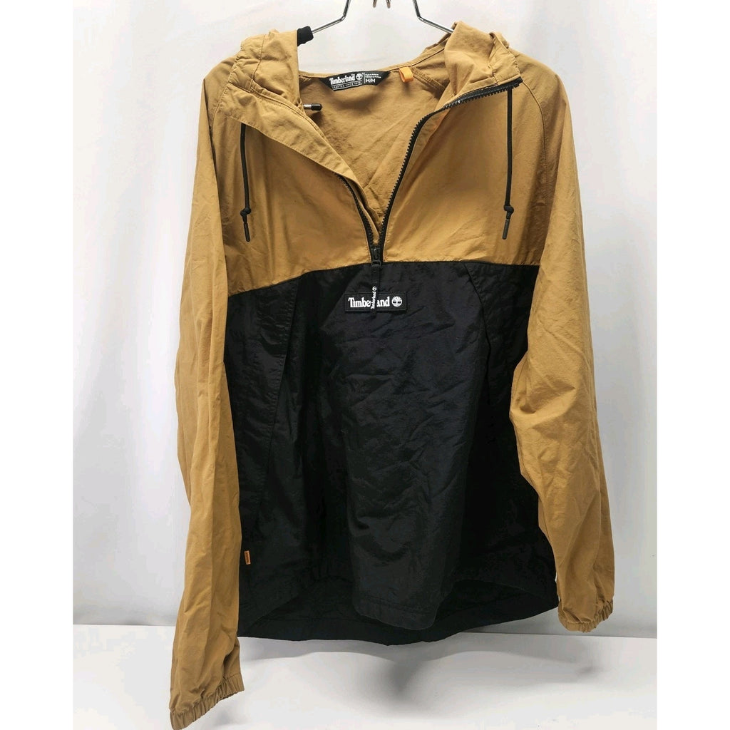Timberland Unisex Med Anorak Windbreaker Black Tan Hooded Lightweight Streetwear