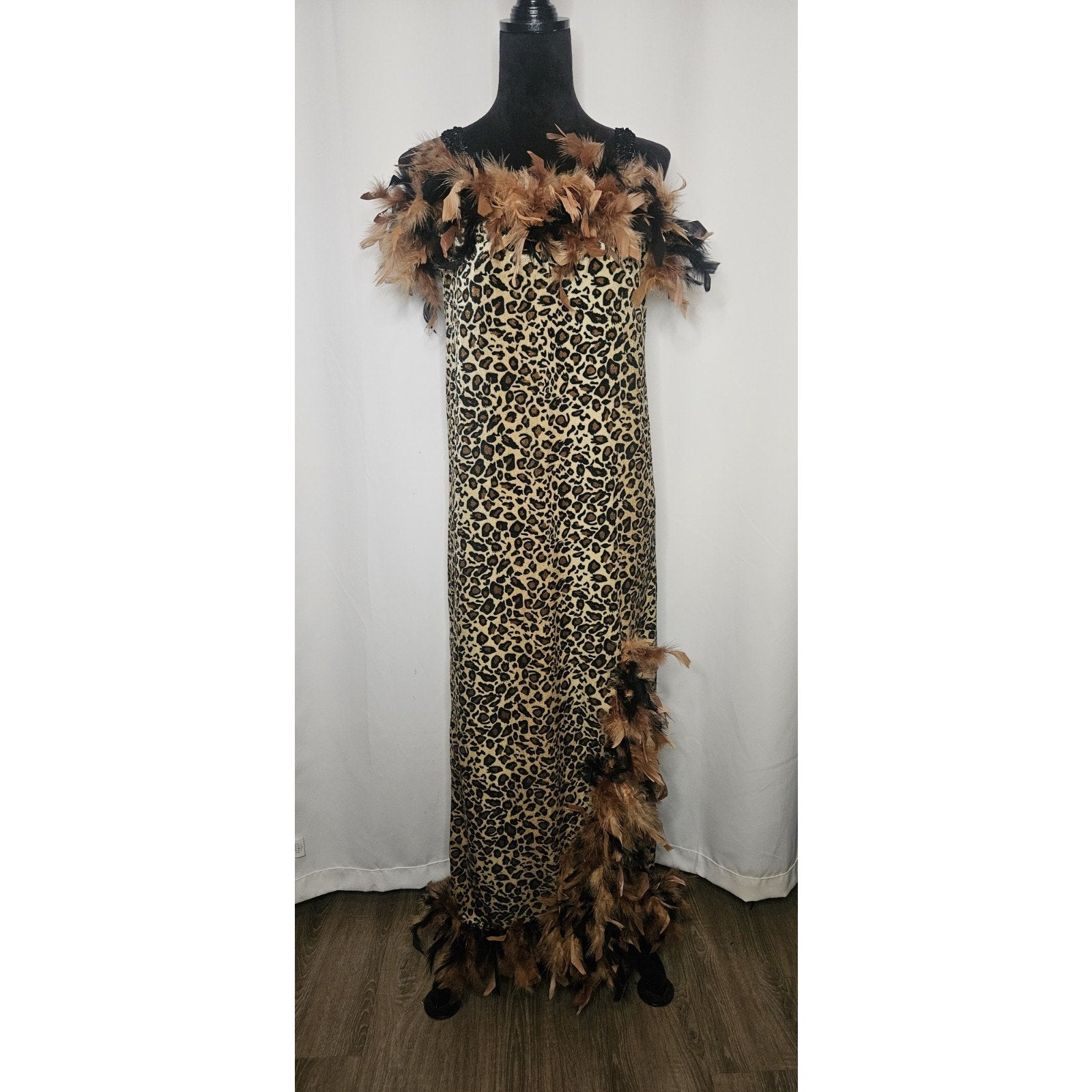 Vintage Leopard Costume Dress Maxi Sleeveless Dress Halloween Glam Size 8/10
