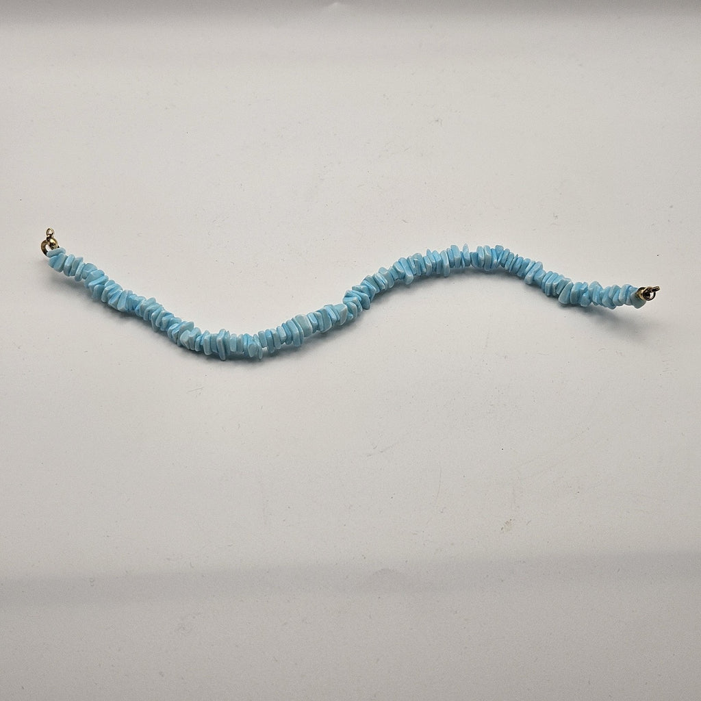 Light Blue Puka Chip Shell Beads Ankle Bracelet Vintage 90s Y2K Preppy Beach