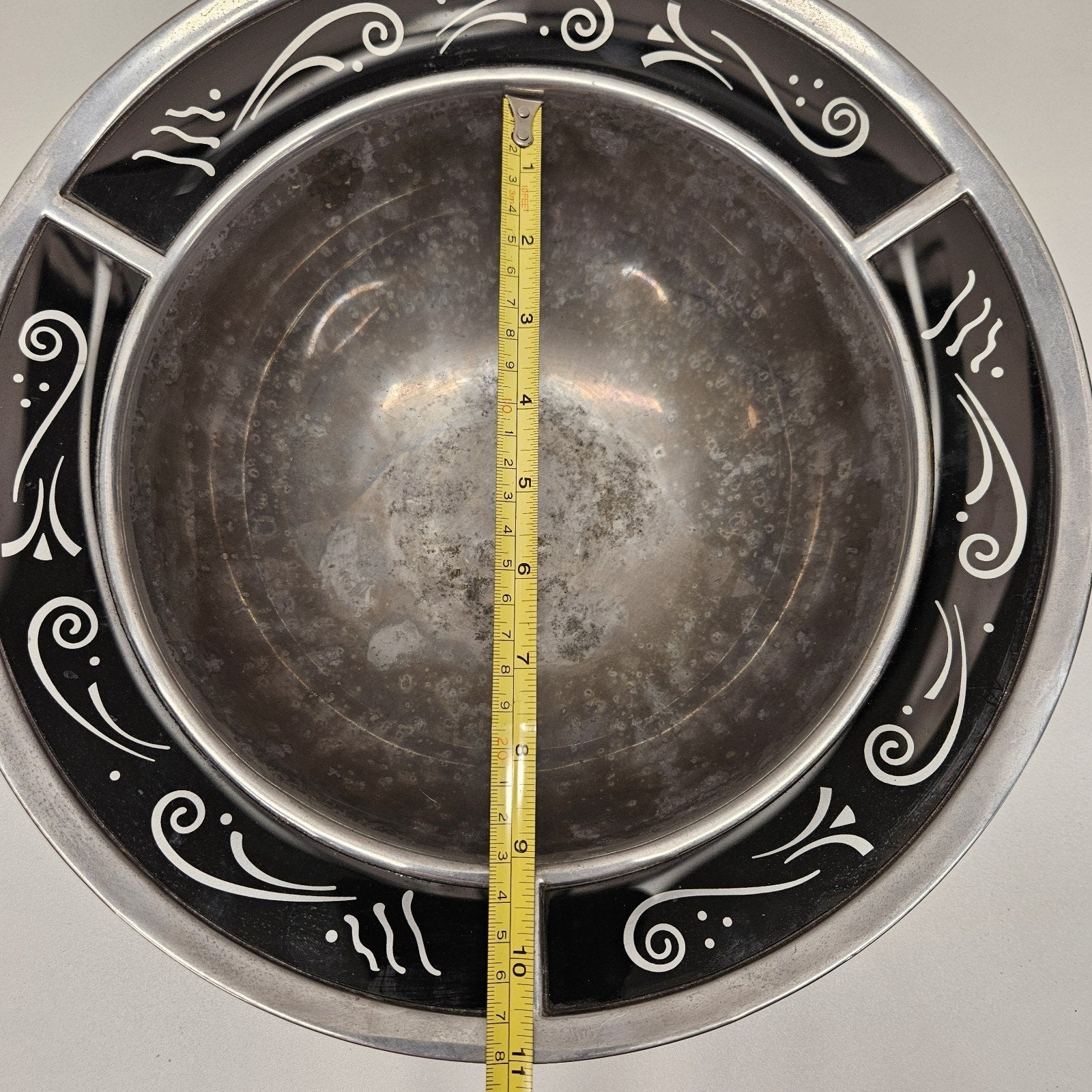 Vtg Lenox Metal Serveware SPYRO BLACK 13" Salad Serving Bowl Metal Serveware