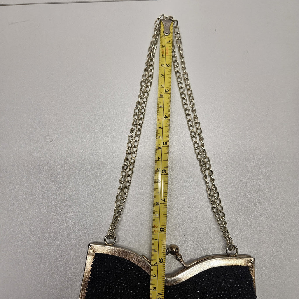 True Vintage 60s Raised Resin Bead Clutch Evening Bag Handbag Chain Handle