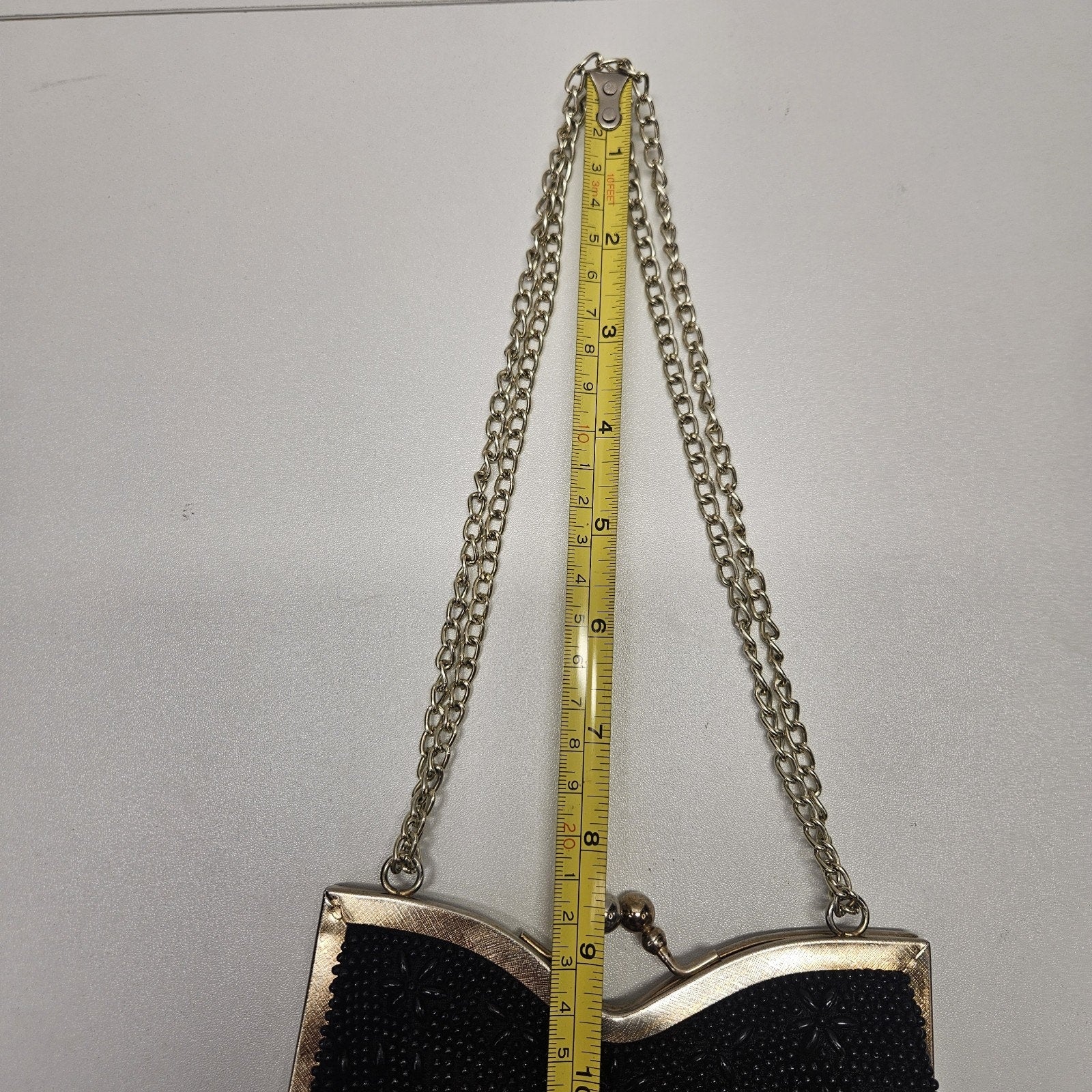 True Vintage 60s Raised Resin Bead Clutch Evening Bag Handbag Chain Handle