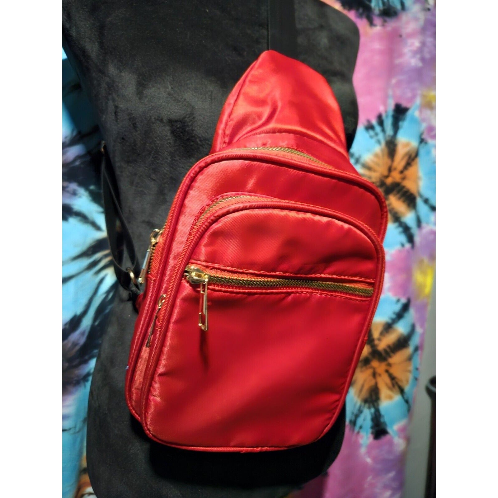 Olivia Miller Riley Sling Bag Bright Red & Leopard Print Lining Crossbody