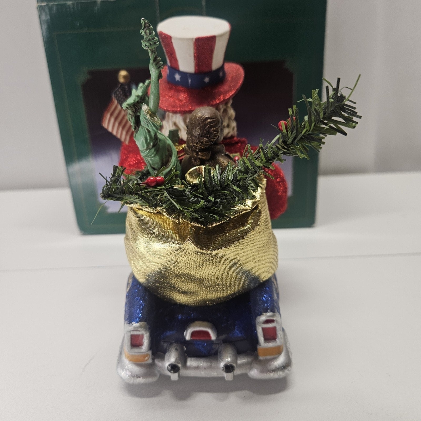 Vintage Kurts Adler Inc Patriot Santa Claus American Flag Music Box Liberty USA