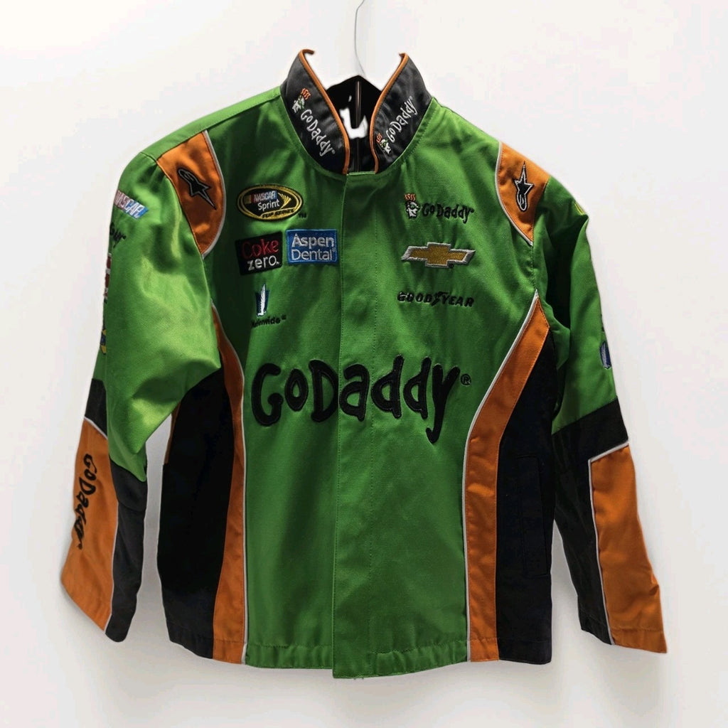 Vintage Go Daddy Nascar Racing Jacket Danica Patrick Kid SM Black Green Chase NWT